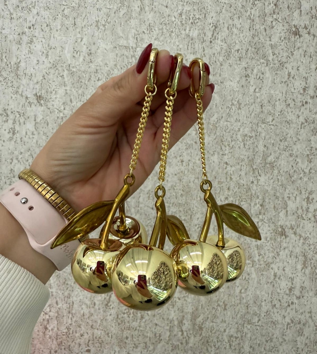 Gold cherry Keychain