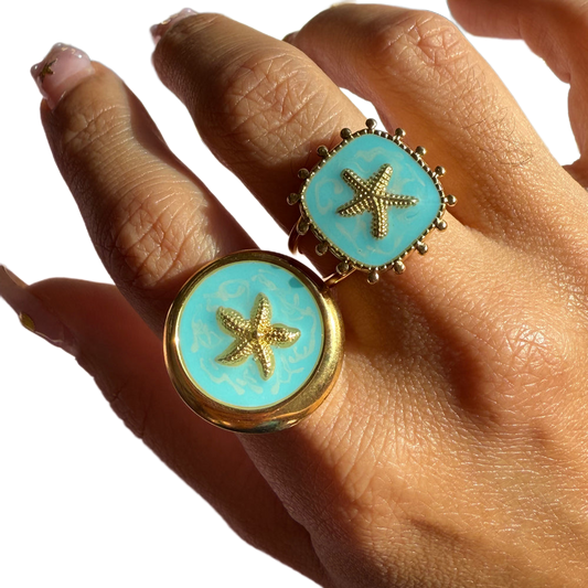 Turquoise starfish ring